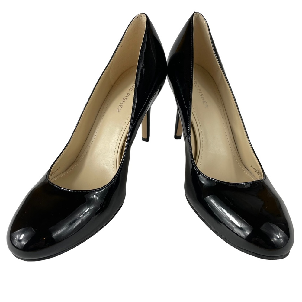Marc Fisher Vegan Patent Leather High Heels Black Glossy Event Gala Size US 9.5